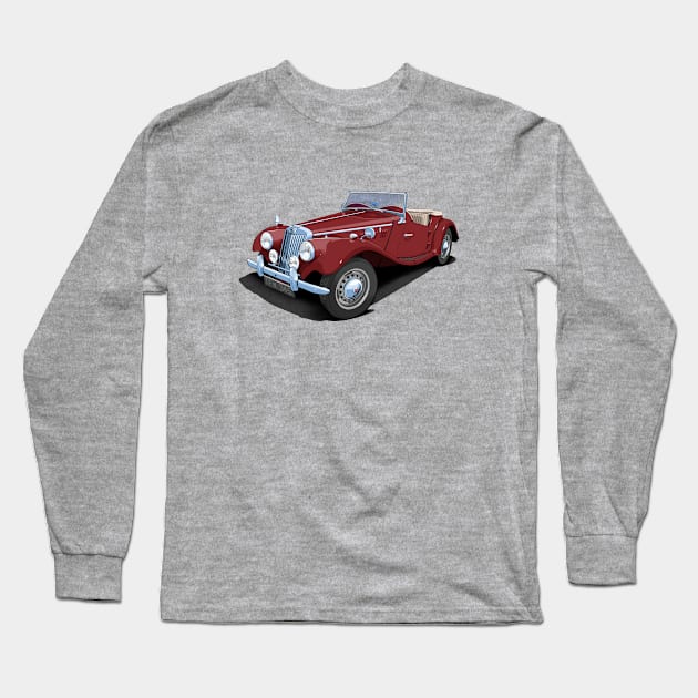 1954 MG TF sports car in autumn red Long Sleeve T-Shirt by candcretro